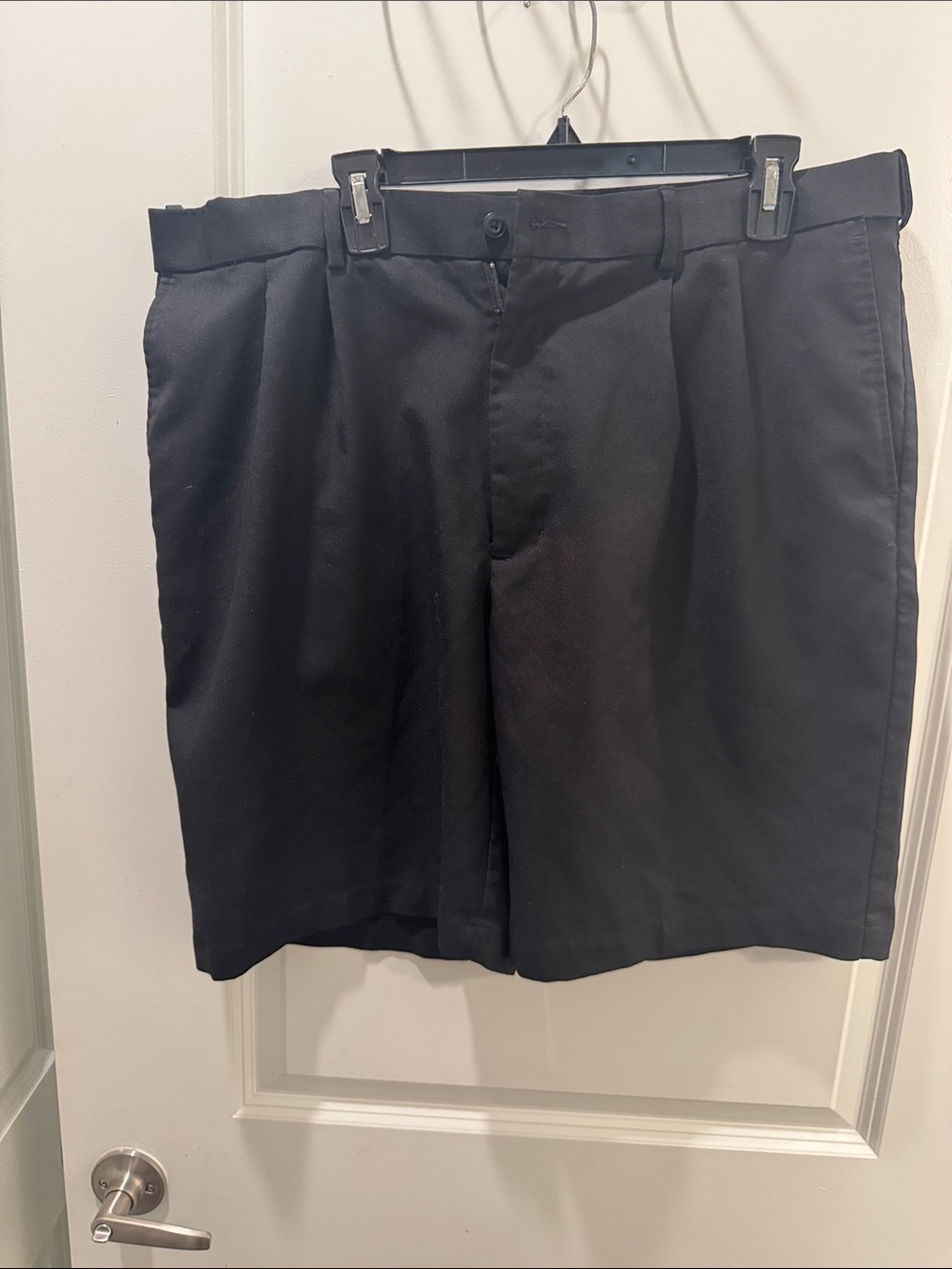 PGA Tour Men's Black Flat-Front Dress Shorts